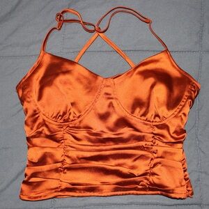 Forever 21 Burnt Orange Satin Top